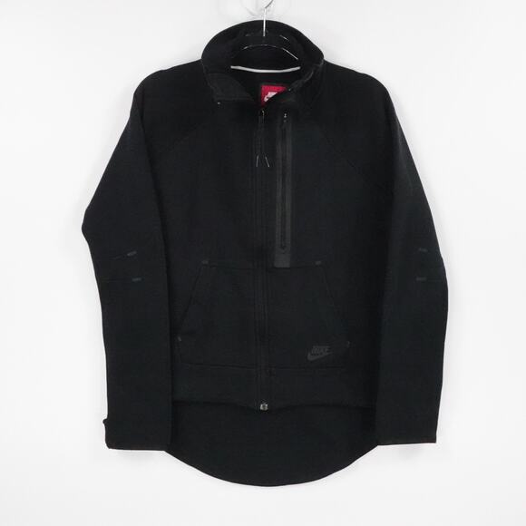 Nike Jacket Womens Medium Black Tech Fleece Moto Cape Hi Low Athletic Sportswear - Picture 1 of 14